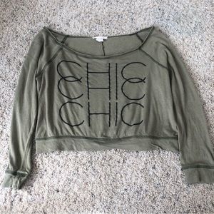 Olive Green Cropped Blouse S